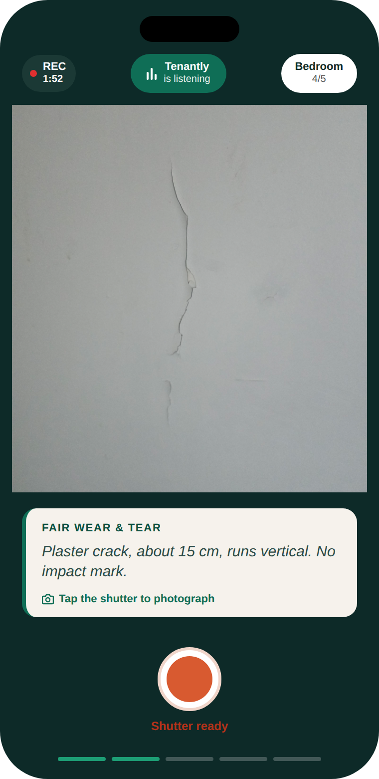 Clean vertical plaster crack on a wall