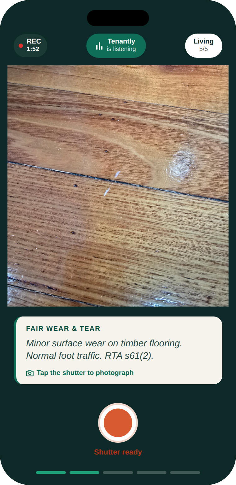 Minor surface scratch on timber floor from foot traffic